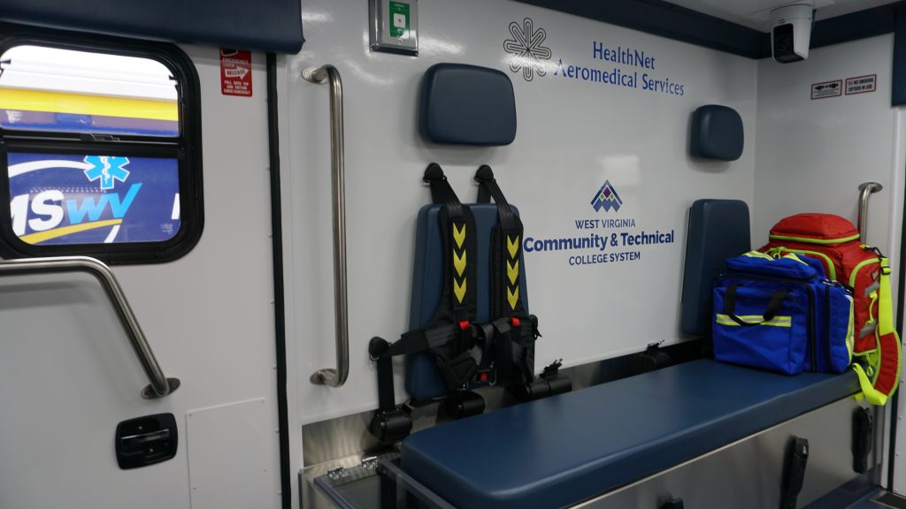 Inside of mobile ambulance simulator.